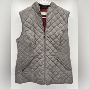 Orvis Quilted Vest Women’s Medium Gray Diamond Stitch Plaid Lined Zip Pocket